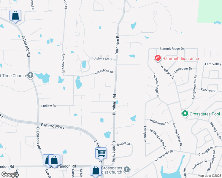 map of restaurants, bars, coffee shops, grocery stores, and more near 2012 Cross Point Cove in Brandon