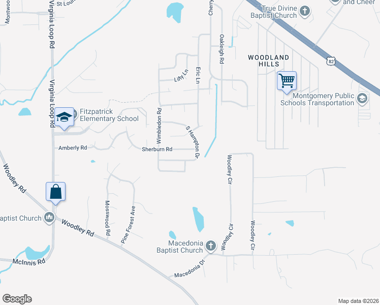 map of restaurants, bars, coffee shops, grocery stores, and more near 6149 Sherburn Road in Montgomery
