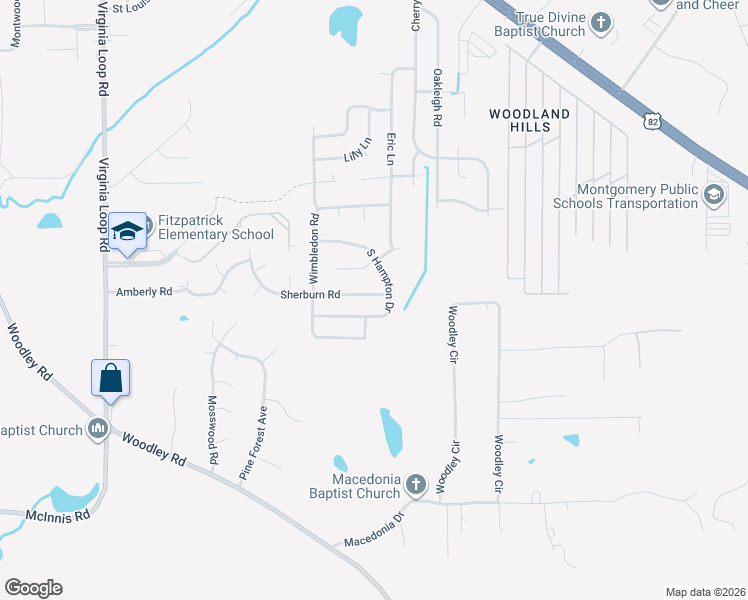 map of restaurants, bars, coffee shops, grocery stores, and more near 6149 Sherburn Road in Montgomery