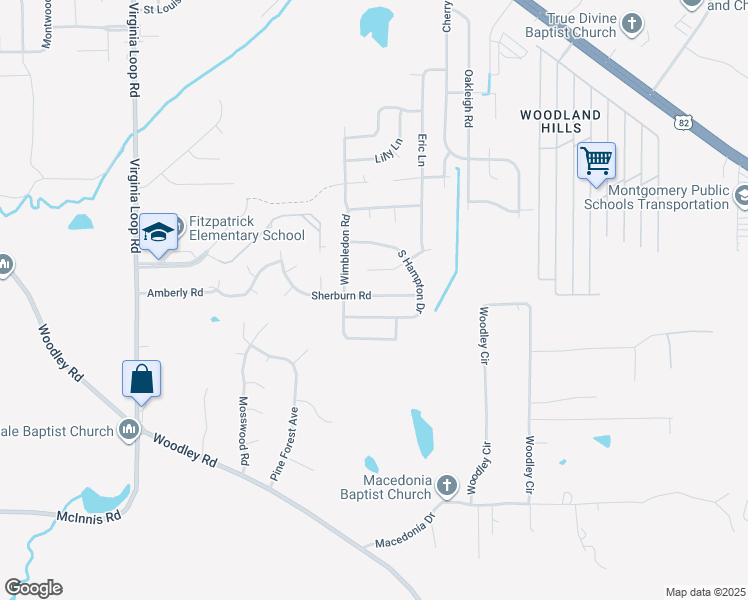 map of restaurants, bars, coffee shops, grocery stores, and more near 6117 Sherburn Road in Montgomery