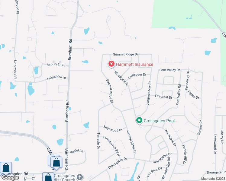 map of restaurants, bars, coffee shops, grocery stores, and more near 95 Summit Ridge Drive in Brandon