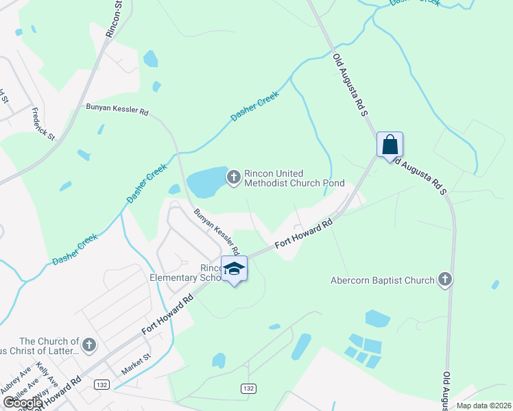 map of restaurants, bars, coffee shops, grocery stores, and more near 1678 Fort Howard Road in Rincon