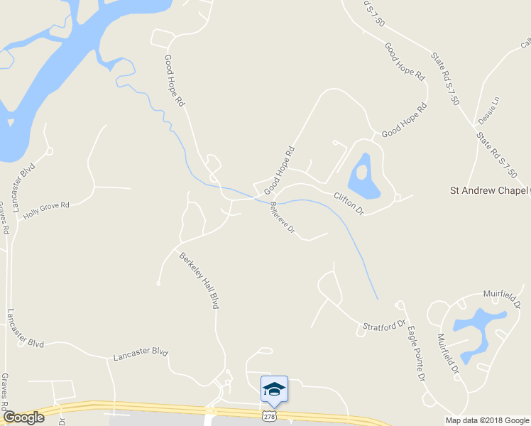 map of restaurants, bars, coffee shops, grocery stores, and more near 12 Bellereve Drive in Bluffton