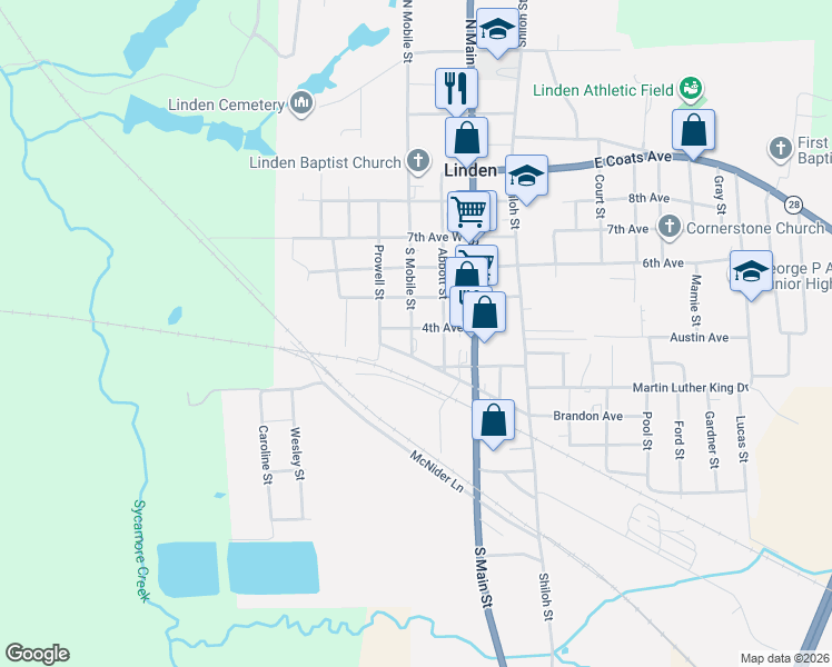 map of restaurants, bars, coffee shops, grocery stores, and more near 401-407 4th Avenue in Linden