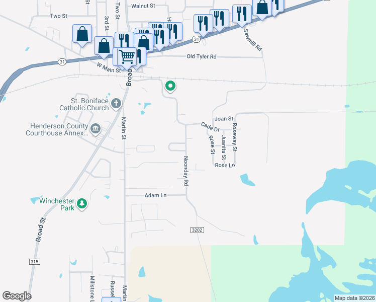 map of restaurants, bars, coffee shops, grocery stores, and more near 465 Noonday Road in Chandler