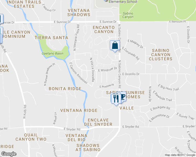 map of restaurants, bars, coffee shops, grocery stores, and more near 5168 N Whitehurst Pl in Tucson