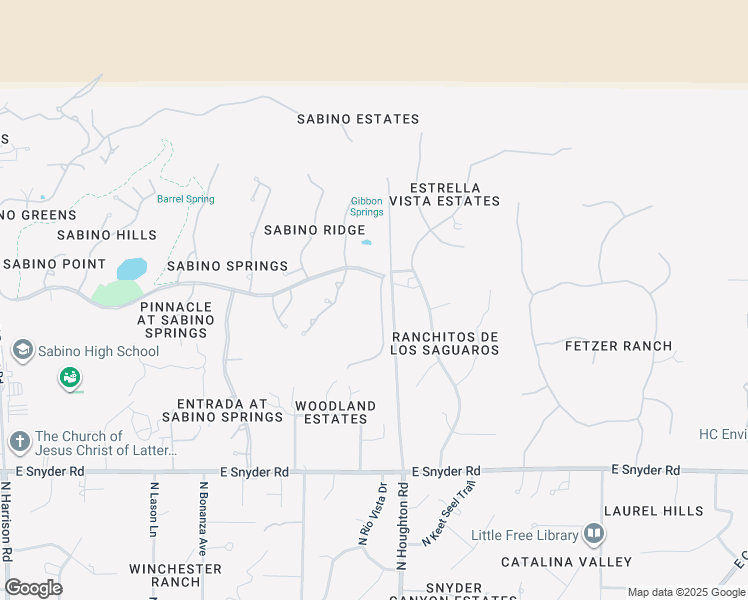 map of restaurants, bars, coffee shops, grocery stores, and more near 5145 North Coronado Vistas Place in Tucson