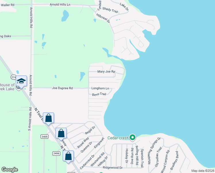 map of restaurants, bars, coffee shops, grocery stores, and more near 513 Longhorn Lane in Tool