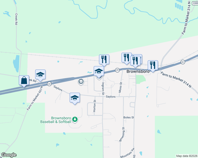 map of restaurants, bars, coffee shops, grocery stores, and more near 11233 Ingram Street in Brownsboro