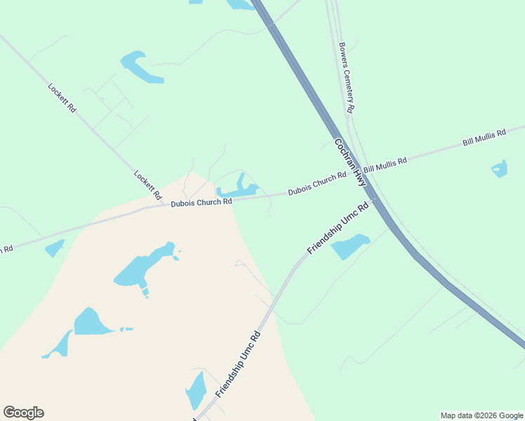 map of restaurants, bars, coffee shops, grocery stores, and more near 170 Dubois Church Road in Cochran