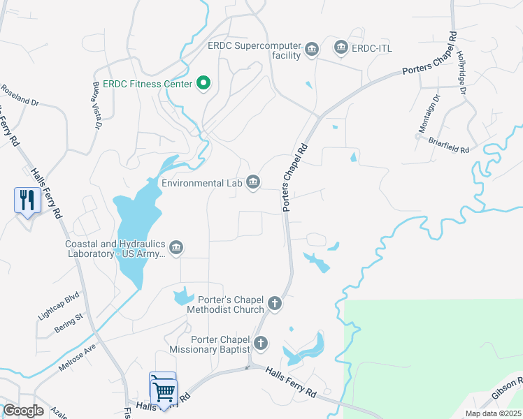 map of restaurants, bars, coffee shops, grocery stores, and more near St. Lawrence Street in Vicksburg