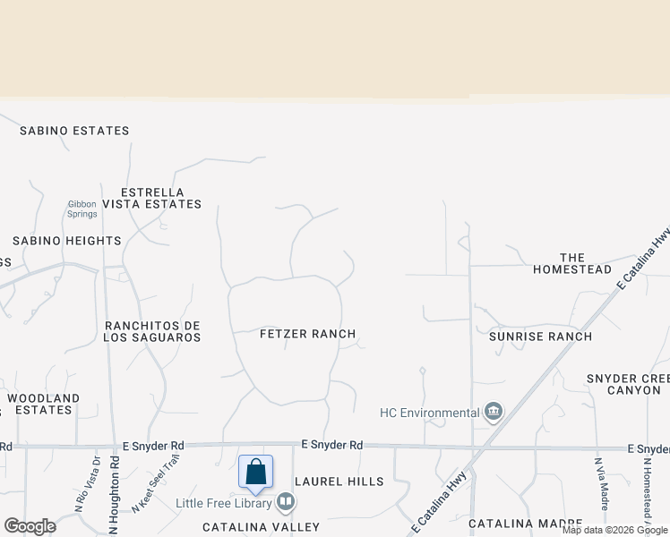 map of restaurants, bars, coffee shops, grocery stores, and more near 5181 North Corral Canyon Place in Tucson