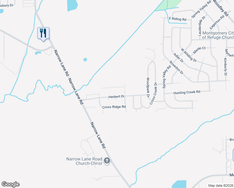 map of restaurants, bars, coffee shops, grocery stores, and more near 3344 Royal Creek Road in Montgomery