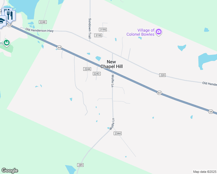 map of restaurants, bars, coffee shops, grocery stores, and more near 12142 County Road 289 in Tyler