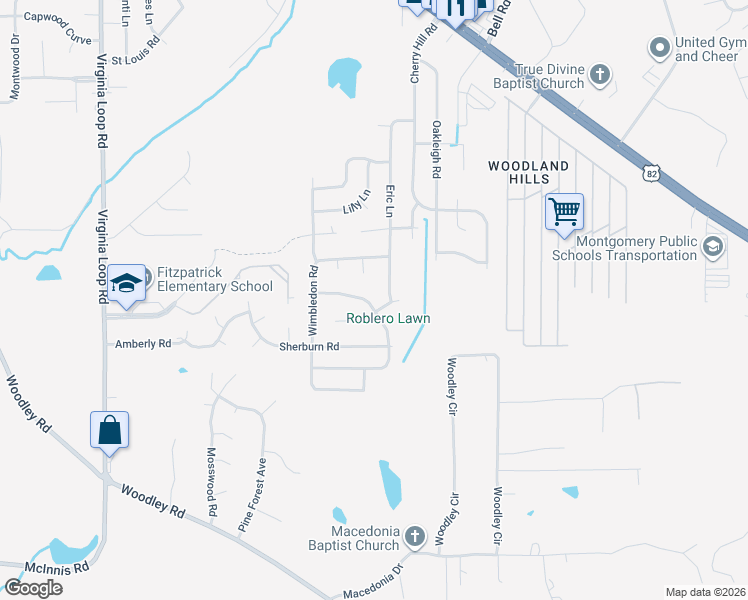 map of restaurants, bars, coffee shops, grocery stores, and more near 6151 South Hampton Drive in Montgomery
