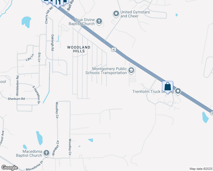map of restaurants, bars, coffee shops, grocery stores, and more near 5017 Stone Pine Drive in Montgomery