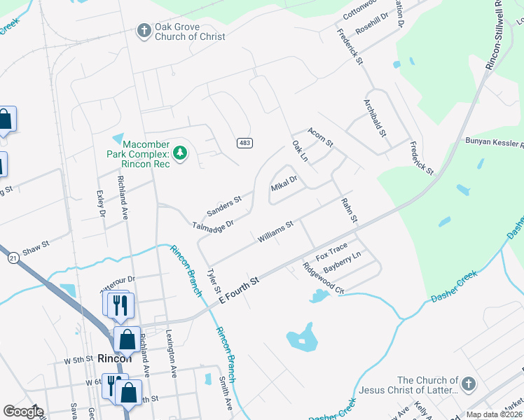 map of restaurants, bars, coffee shops, grocery stores, and more near 24 Talmadge Drive in Rincon