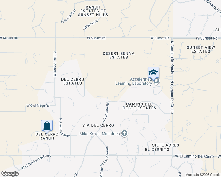 map of restaurants, bars, coffee shops, grocery stores, and more near 5200 North Tortolita Road in Tucson