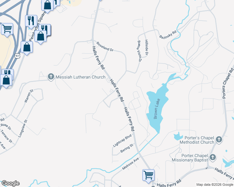 map of restaurants, bars, coffee shops, grocery stores, and more near 3806 Halls Ferry Road in Vicksburg