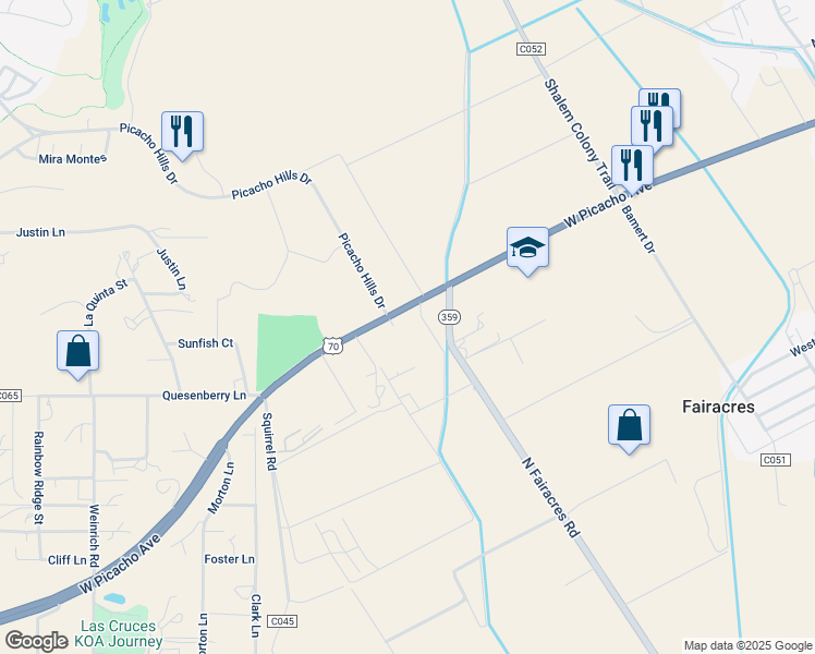 map of restaurants, bars, coffee shops, grocery stores, and more near 4617 West Picacho Avenue in Las Cruces