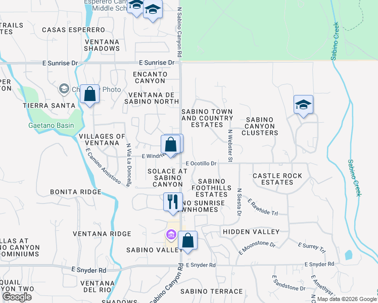 map of restaurants, bars, coffee shops, grocery stores, and more near 5229 North Stonehouse Place in Tucson