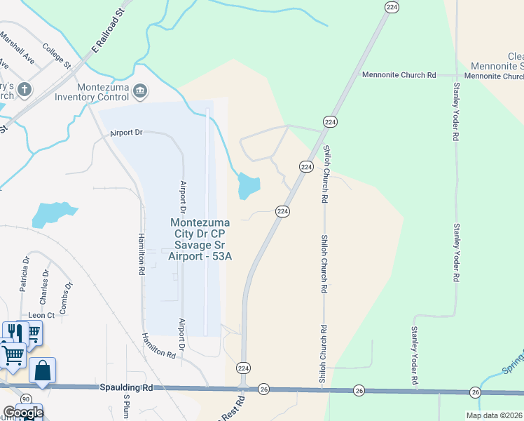map of restaurants, bars, coffee shops, grocery stores, and more near in Montezuma