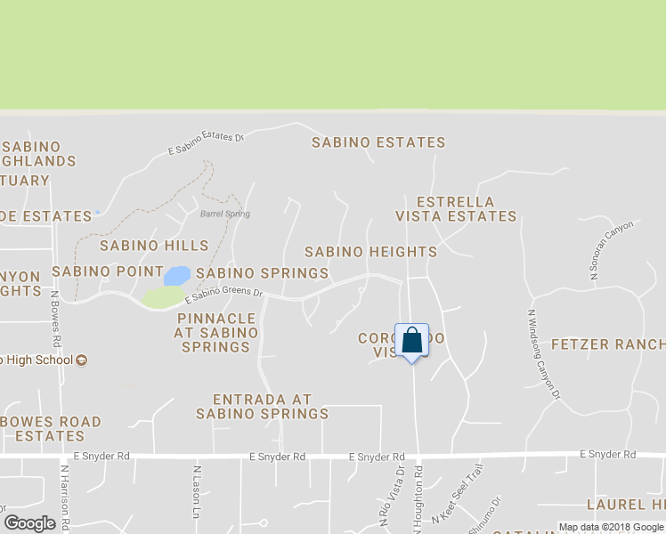 map of restaurants, bars, coffee shops, grocery stores, and more near 5258 North Ridge Spring Place in Tucson