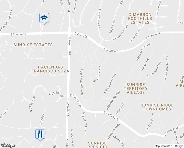 map of restaurants, bars, coffee shops, grocery stores, and more near 5670 East Cam Del Tronido in Tucson