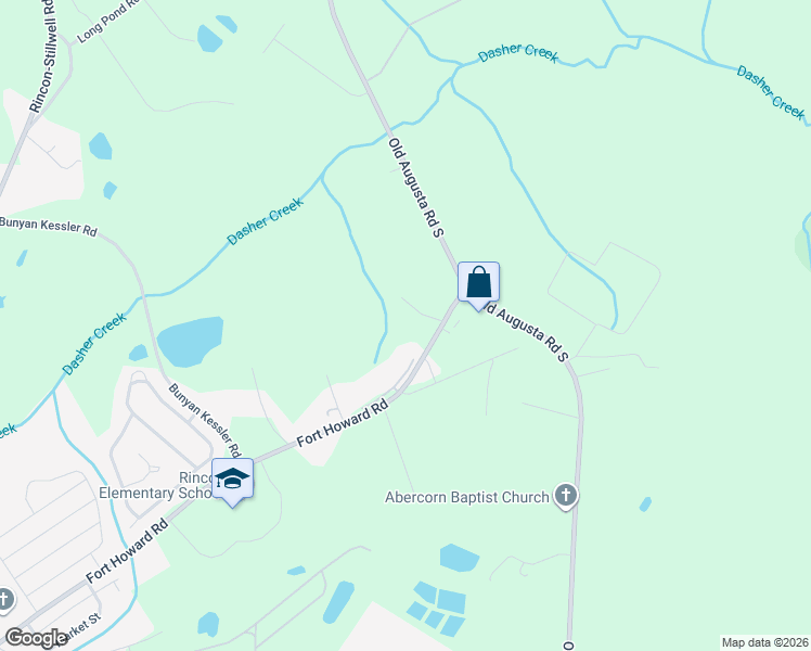 map of restaurants, bars, coffee shops, grocery stores, and more near 1457 Fort Howard Road in Rincon