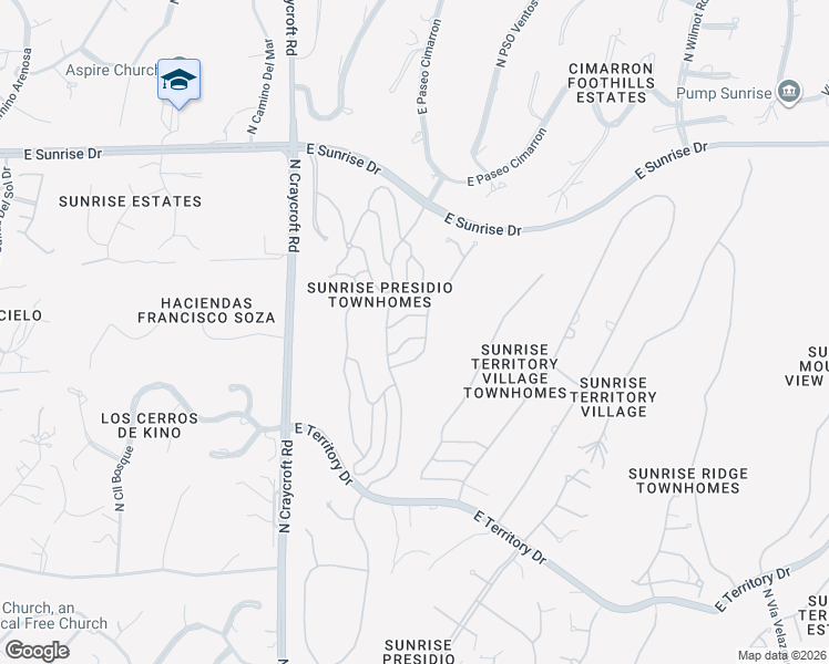 map of restaurants, bars, coffee shops, grocery stores, and more near 5670 East Camino del Tronido in Tucson