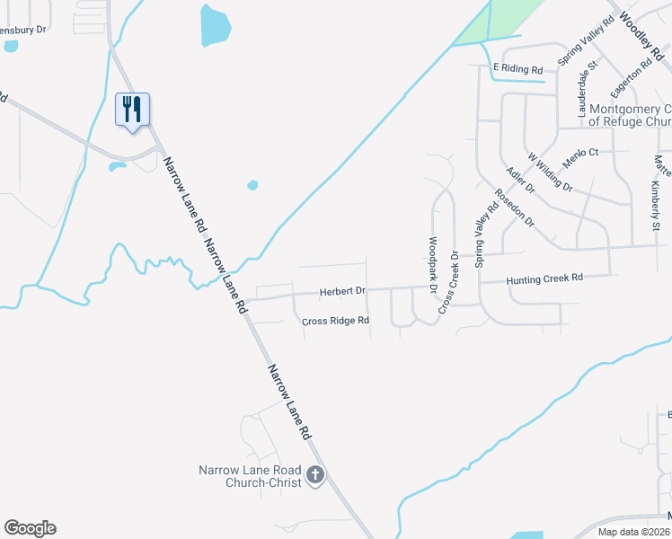 map of restaurants, bars, coffee shops, grocery stores, and more near 3344 Royal Creek Road in Montgomery