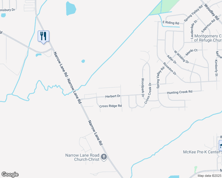 map of restaurants, bars, coffee shops, grocery stores, and more near 3344 Royal Creek Road in Montgomery
