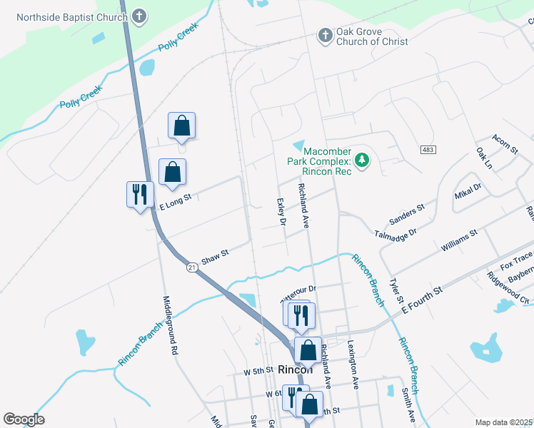 map of restaurants, bars, coffee shops, grocery stores, and more near 1010 North Carolina Avenue in Rincon