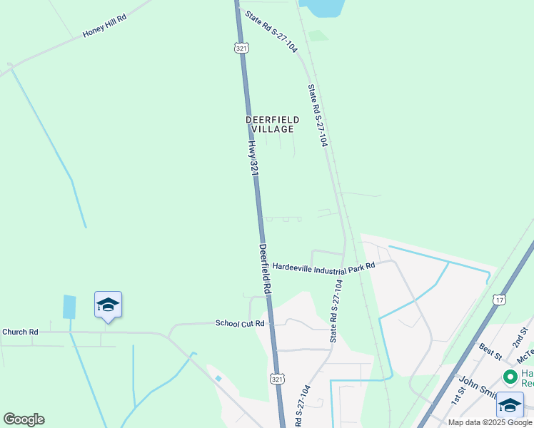 map of restaurants, bars, coffee shops, grocery stores, and more near 47 Thatcher Road in Hardeeville