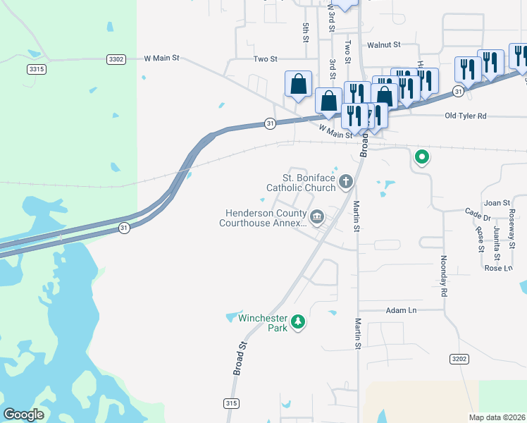 map of restaurants, bars, coffee shops, grocery stores, and more near 507 Kickapoo Street in Chandler