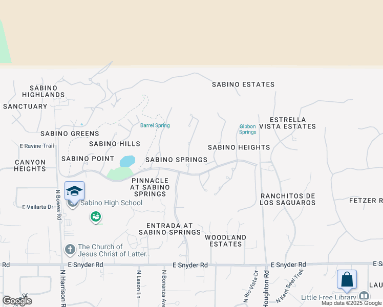 map of restaurants, bars, coffee shops, grocery stores, and more near 5238 North Canyon Rise Place in Tucson
