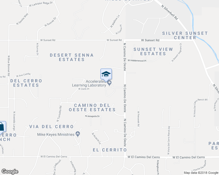 map of restaurants, bars, coffee shops, grocery stores, and more near 5245 North Camino De Oeste in Tucson