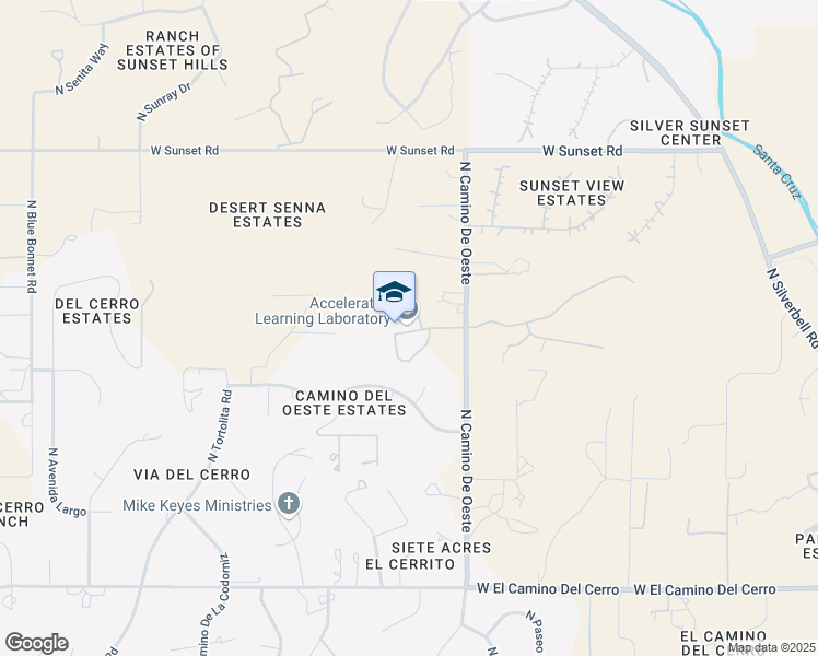 map of restaurants, bars, coffee shops, grocery stores, and more near 5245 North Camino De Oeste in Tucson