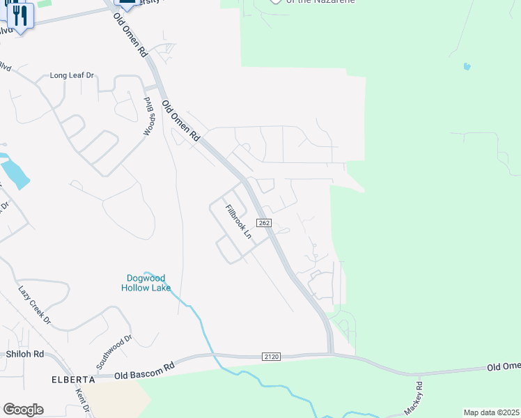 map of restaurants, bars, coffee shops, grocery stores, and more near Old Omen Road in Tyler