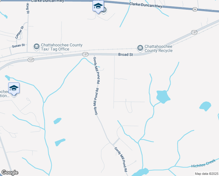 map of restaurants, bars, coffee shops, grocery stores, and more near 128 Miller Road in Cusseta