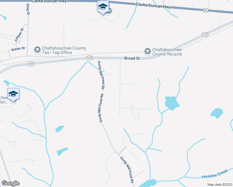 map of restaurants, bars, coffee shops, grocery stores, and more near 128 Miller Road in Cusseta