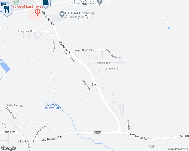 map of restaurants, bars, coffee shops, grocery stores, and more near 4029 Stonebridge Drive in Tyler