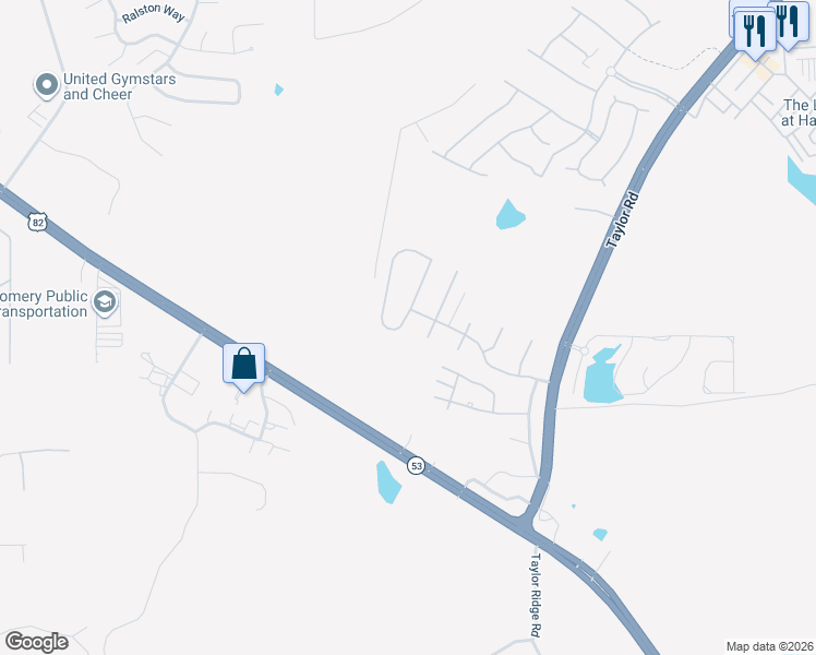 map of restaurants, bars, coffee shops, grocery stores, and more near 5518 New Harvest Drive in Montgomery