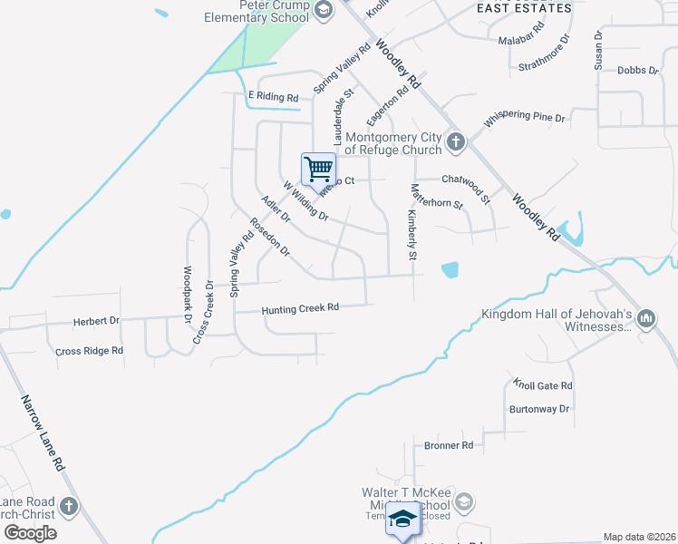 map of restaurants, bars, coffee shops, grocery stores, and more near 507 Rosedon Drive in Montgomery