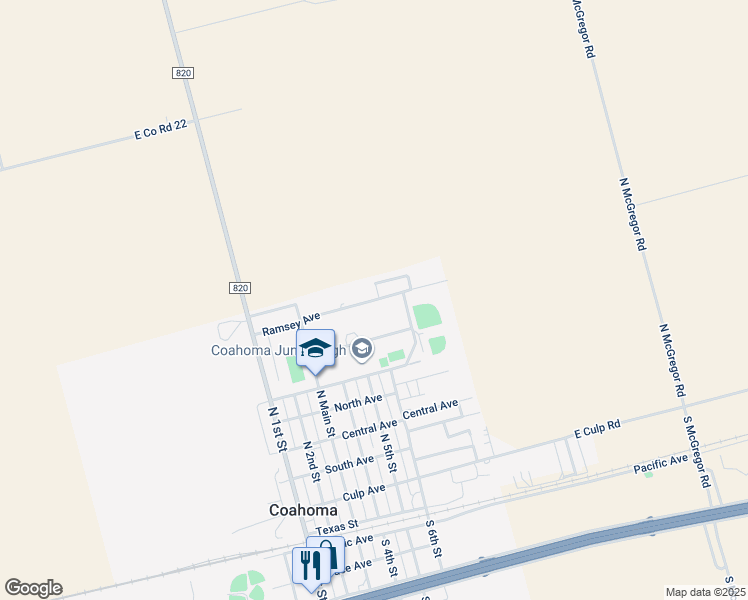 map of restaurants, bars, coffee shops, grocery stores, and more near 400 Ramsey Avenue in Coahoma