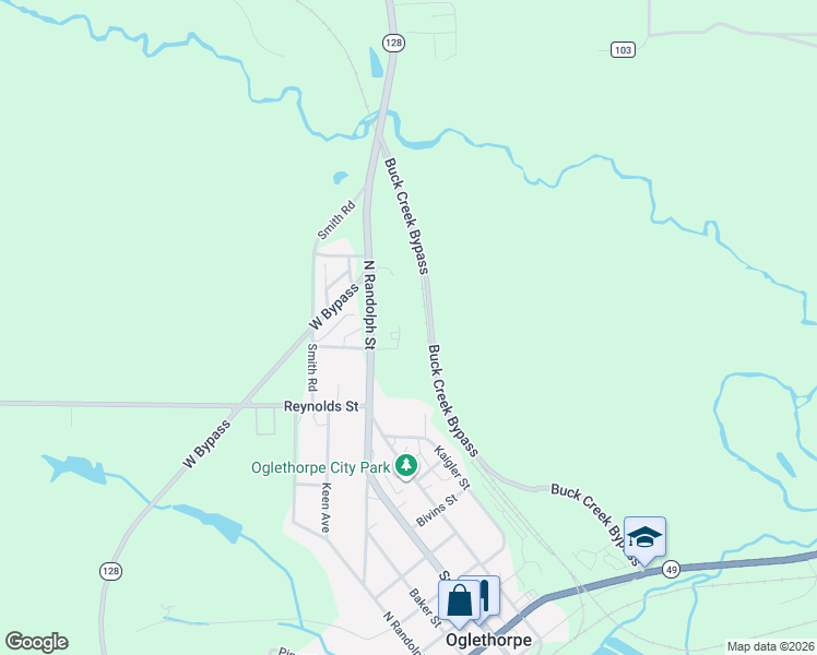 map of restaurants, bars, coffee shops, grocery stores, and more near 804 Jordan Street in Oglethorpe