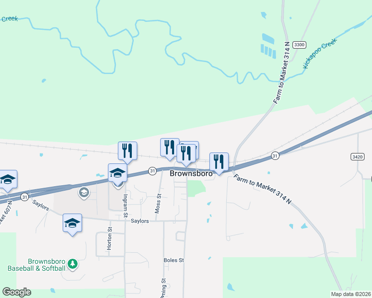 map of restaurants, bars, coffee shops, grocery stores, and more near 14333 Saint Louis Street in Brownsboro