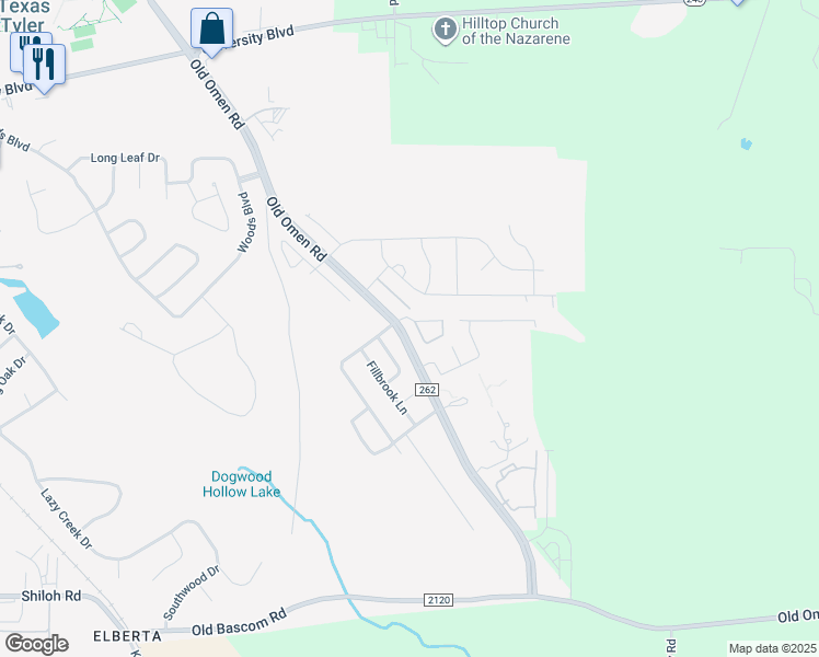 map of restaurants, bars, coffee shops, grocery stores, and more near 4029 Stonebridge Drive in Tyler
