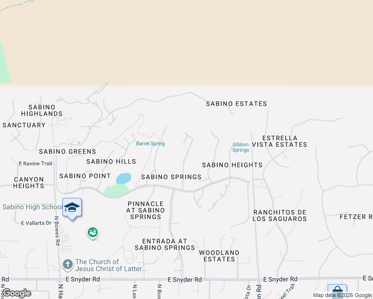 map of restaurants, bars, coffee shops, grocery stores, and more near 5318 North Canyon Rise Place in Tucson