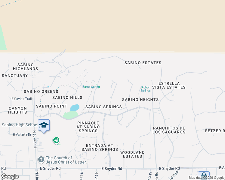 map of restaurants, bars, coffee shops, grocery stores, and more near 5318 North Canyon Rise Place in Tucson